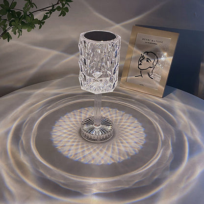 Modern Luxury Rechargeable Cup Shape Rose Shadow PS USB LED Table Lamp for Bedroom