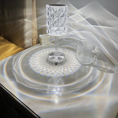 Modern Luxury Rechargeable Cup Shape Rose Shadow PS USB LED Table Lamp for Bedroom