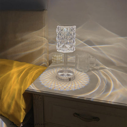 Modern Luxury Rechargeable Cup Shape Rose Shadow PS USB LED Table Lamp for Bedroom