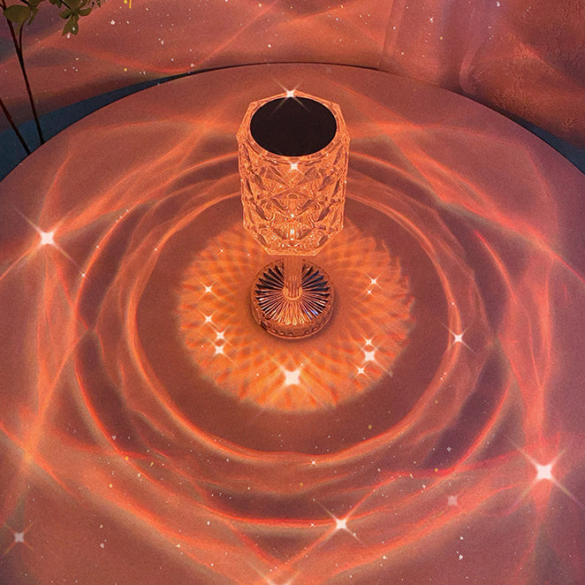 Modern Luxury Rechargeable Cup Shape Rose Shadow PS USB LED Table Lamp for Bedroom