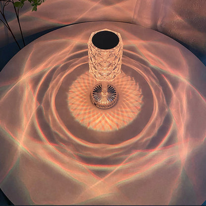 Modern Luxury Rechargeable Cup Shape Rose Shadow PS USB LED Table Lamp for Bedroom