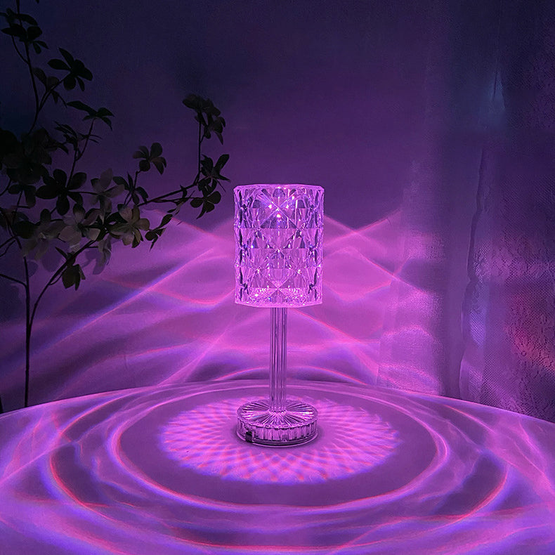 Modern Luxury Rechargeable Cup Shape Rose Shadow PS USB LED Table Lamp for Bedroom