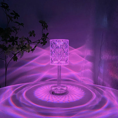 Modern Luxury Rechargeable Cup Shape Rose Shadow PS USB LED Table Lamp for Bedroom
