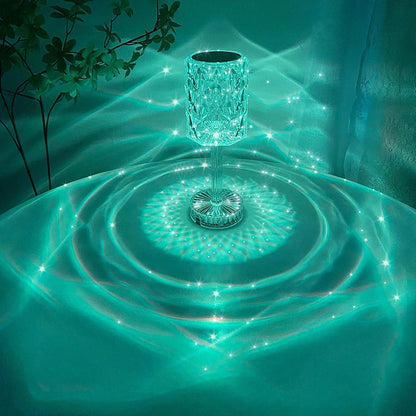 Modern Luxury Rechargeable Cup Shape Rose Shadow PS USB LED Table Lamp for Bedroom