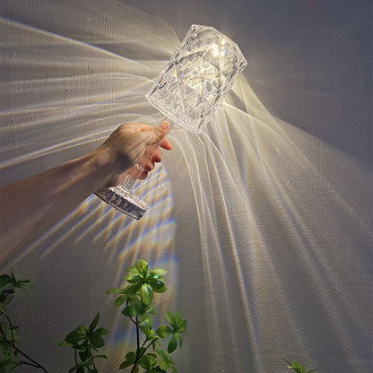 Modern Luxury Rechargeable Cup Shape Rose Shadow PS USB LED Table Lamp for Bedroom