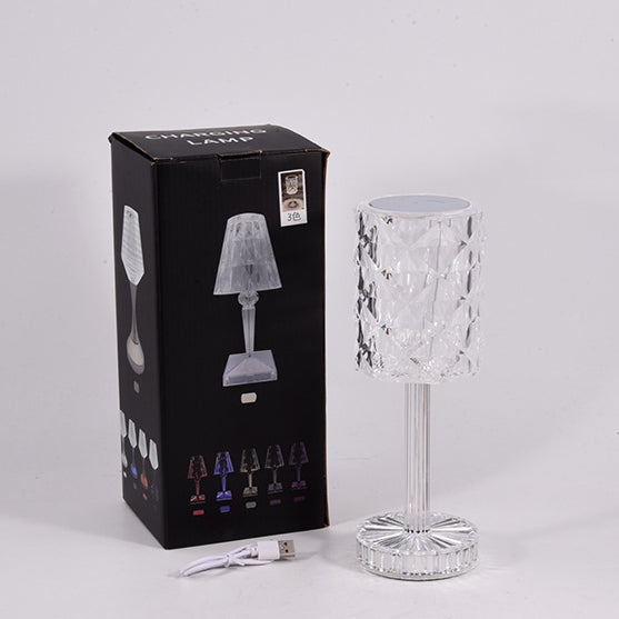 Modern Luxury Rechargeable Cup Shape Rose Shadow PS USB LED Table Lamp for Bedroom
