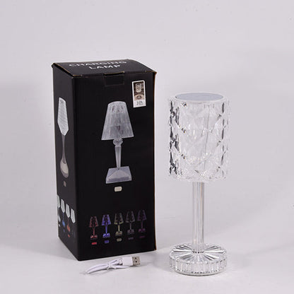 Modern Luxury Rechargeable Cup Shape Rose Shadow PS USB LED Table Lamp for Bedroom