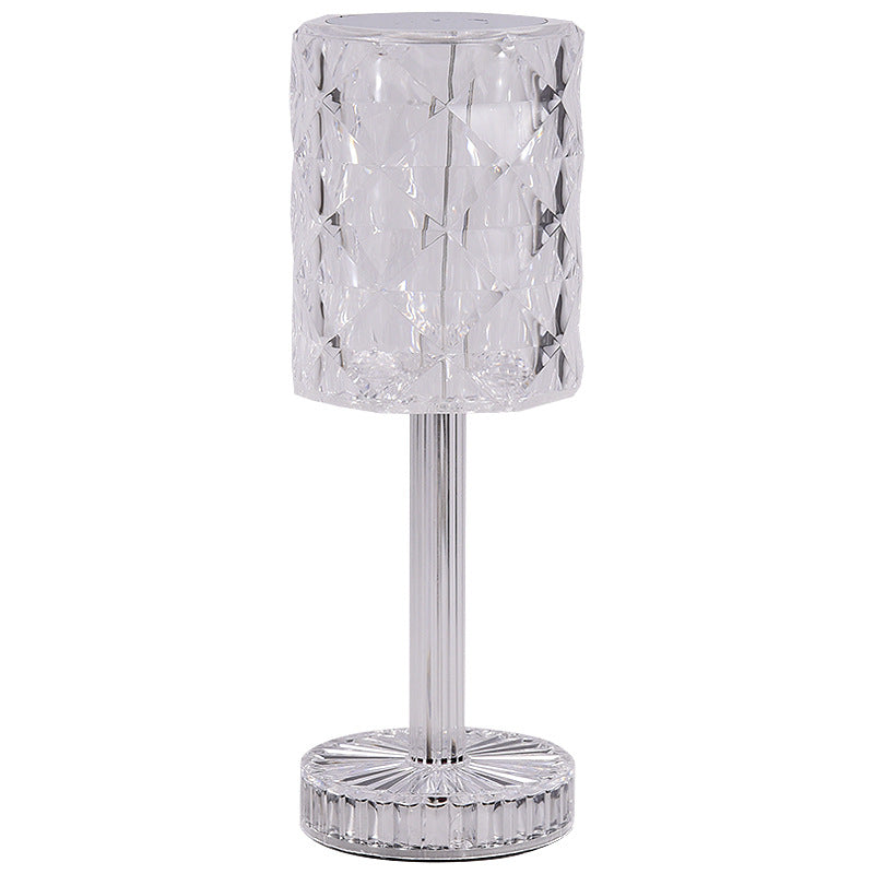 Modern Luxury Rechargeable Cup Shape Rose Shadow PS USB LED Table Lamp for Bedroom