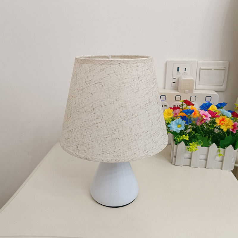 Modern Minimalist Round Tapered Iron Fabric Table Lamp