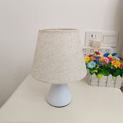 Modern Minimalist Round Tapered Iron Fabric Table Lamp