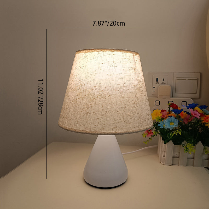Modern Minimalist Round Tapered Iron Fabric Table Lamp