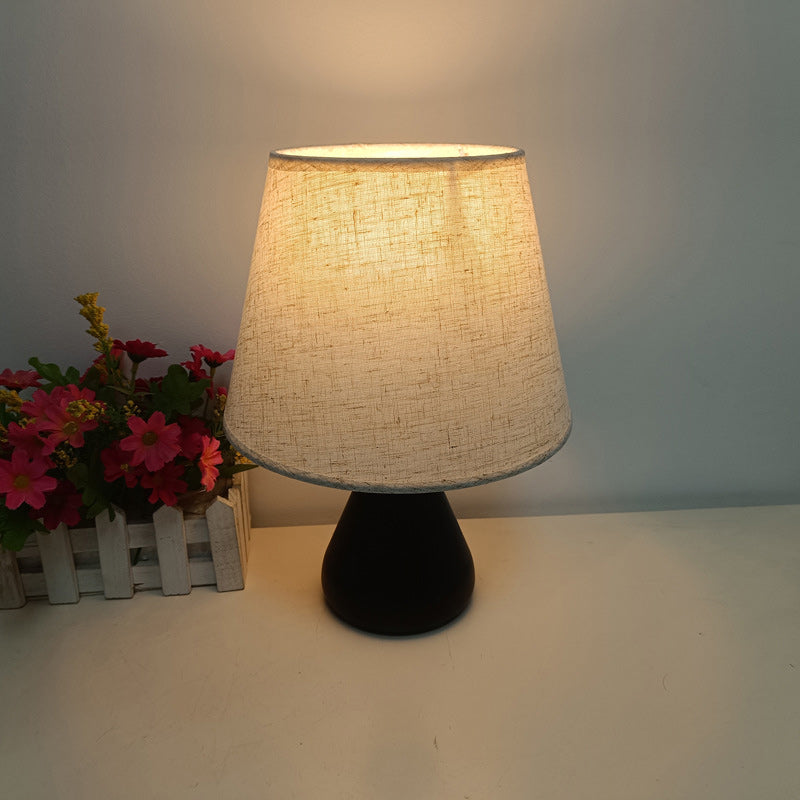 Modern Minimalist Round Tapered Iron Fabric Table Lamp