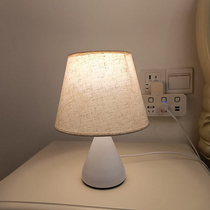 Modern Minimalist Round Tapered Iron Fabric Table Lamp