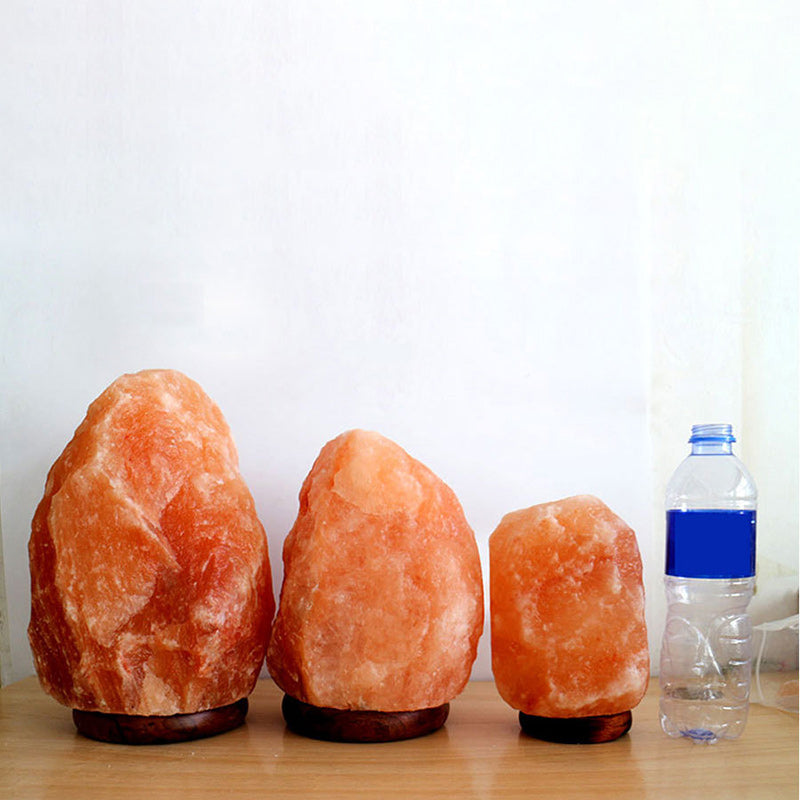 Contemporary Creative Rocky Disc Base Natural Stone Salt Lamp 1-Light Table Lamp for Bedroom