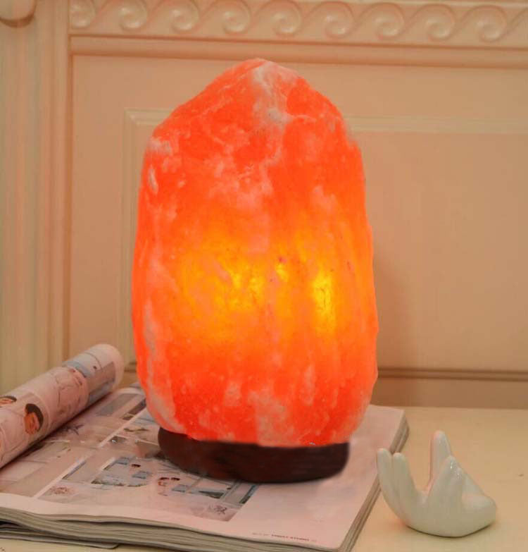 Contemporary Creative Rocky Disc Base Natural Stone Salt Lamp 1-Light Table Lamp for Bedroom