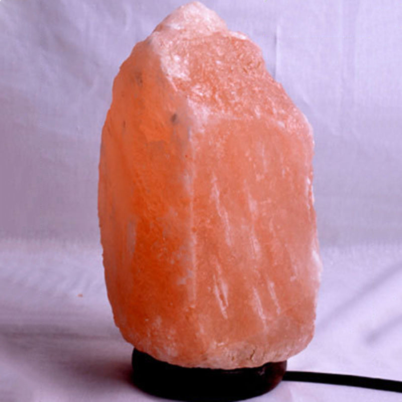 Contemporary Creative Rocky Disc Base Natural Stone Salt Lamp 1-Light Table Lamp for Bedroom