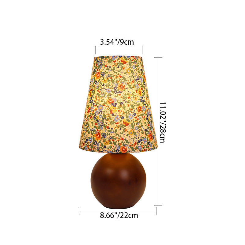 Traditional Vintage Round Table Lamp with Floral Design LED for Bedroom
