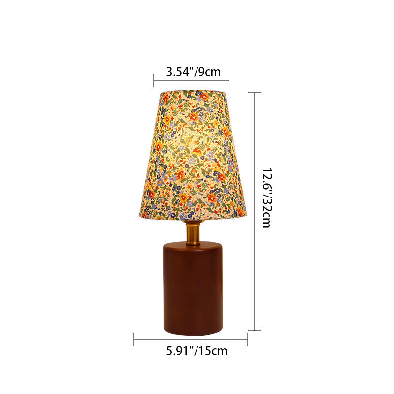 Traditional Vintage Round Table Lamp with Floral Design LED for Bedroom