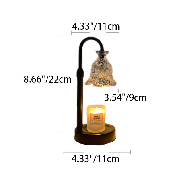 Contemporary Scandinavian Floral Disc Base Iron Wood Glass 1-Light Table Lamp for Bedroom