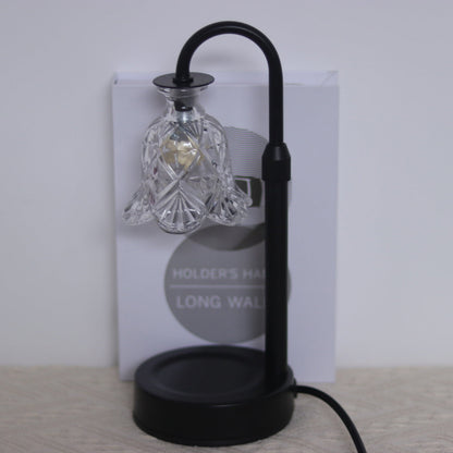 Contemporary Scandinavian Floral Disc Base Iron Wood Glass 1-Light Table Lamp for Bedroom