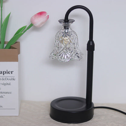 Contemporary Scandinavian Floral Disc Base Iron Wood Glass 1-Light Table Lamp for Bedroom
