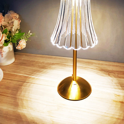 Vintage Rechargeable LED Table Lamp with Crystal Shade for Bedroom