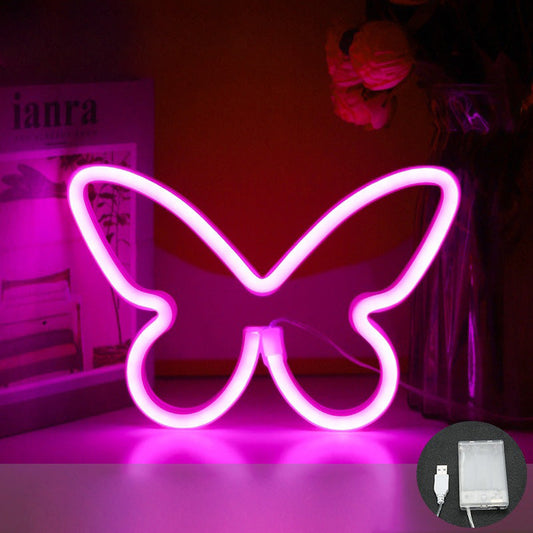 Moderne Art Deco Butterfly Shade Neon LED Table Lamp Bedroom