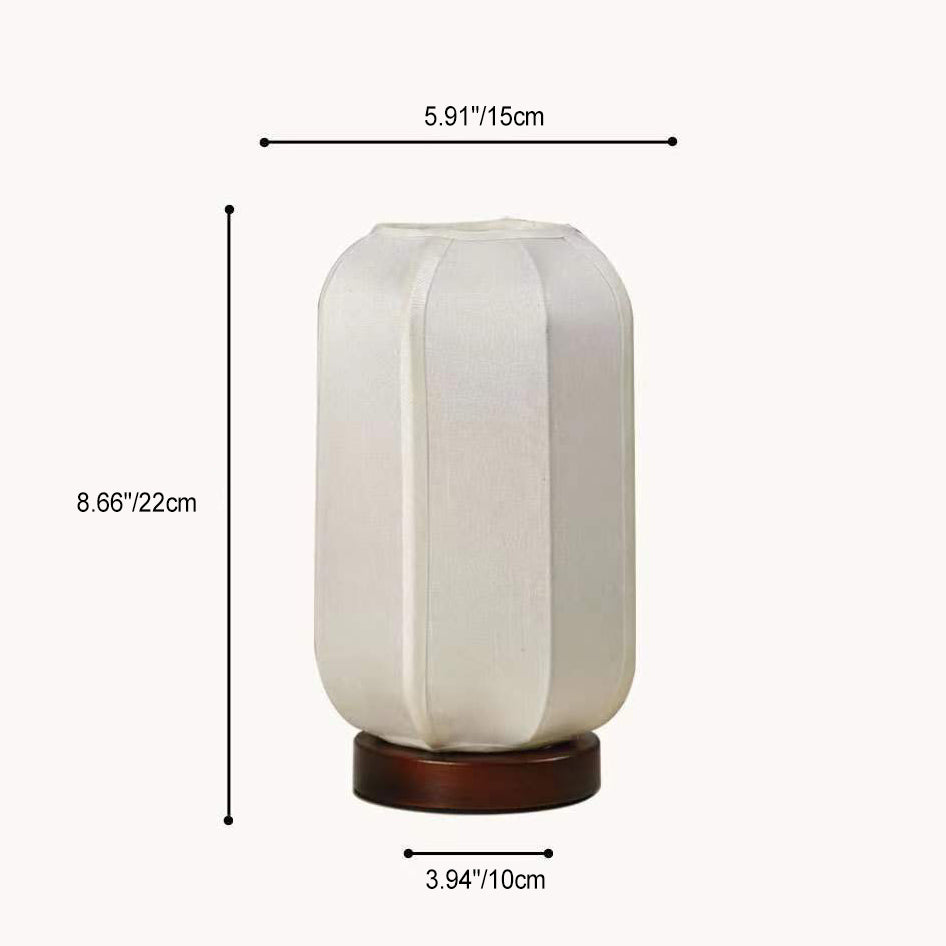 Traditional Chinese Fabric Cylinder Shade Wooden Base 1-Light Table Lamp for Bedroom