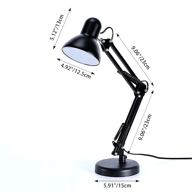 Contemporary Nordic Adjustable Arm Iron Round 1-Light Table Lamp for Bedroom