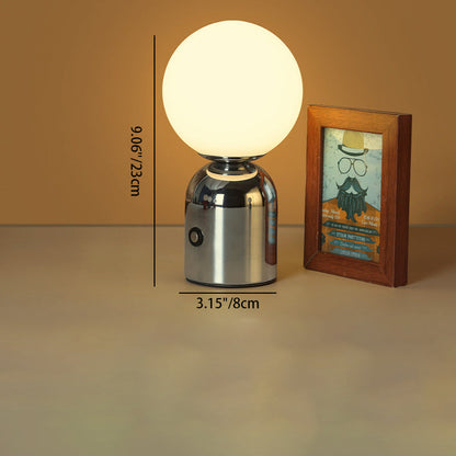Contemporary Scandinavian Round Orb USB Iron Acrylic LED Table Lamp for Bedroom