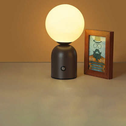 Contemporary Scandinavian Round Orb USB Iron Acrylic LED Table Lamp for Bedroom