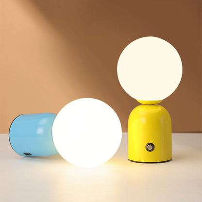 Contemporary Scandinavian Round Orb USB Iron Acrylic LED Table Lamp for Bedroom