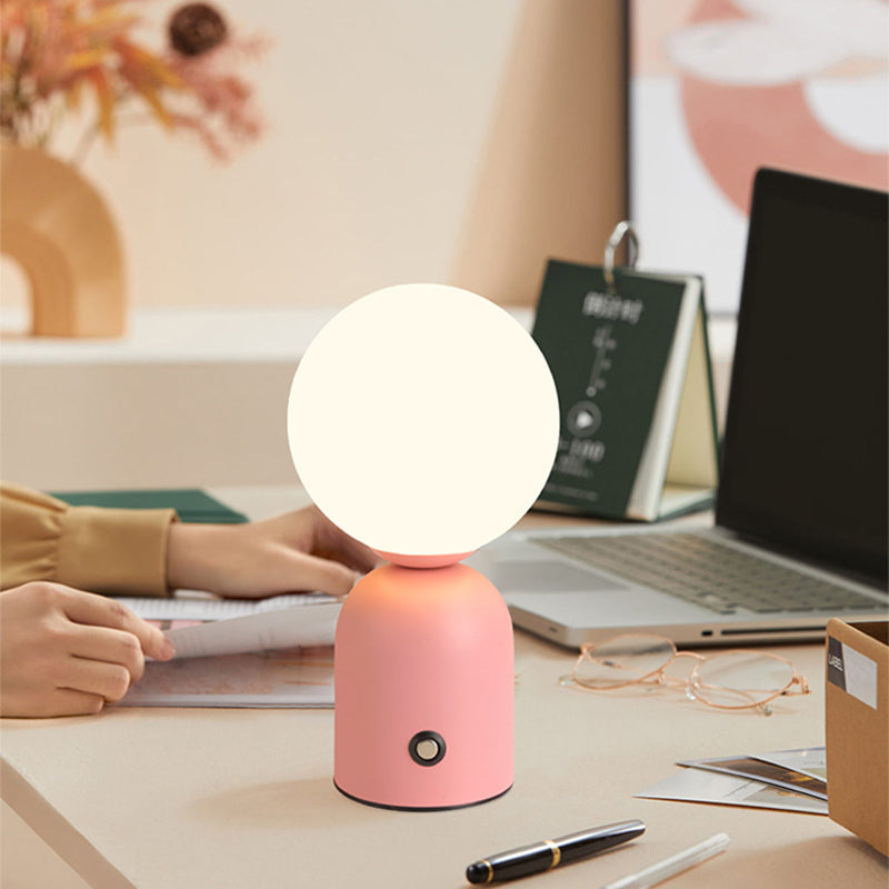 Contemporary Scandinavian Round Orb USB Iron Acrylic LED Table Lamp for Bedroom