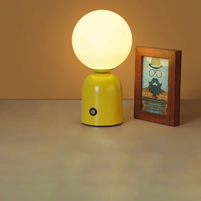 Contemporary Scandinavian Round Orb USB Iron Acrylic LED Table Lamp for Bedroom