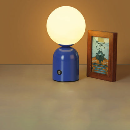 Contemporary Scandinavian Round Orb USB Iron Acrylic LED Table Lamp for Bedroom
