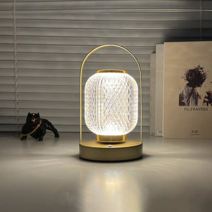Modern Minimalist Portable Cylindrical Iron Acrylic LED Table Lamp for Bedroom