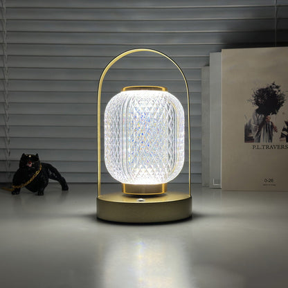 Modern Minimalist Portable Cylindrical Iron Acrylic LED Table Lamp for Bedroom