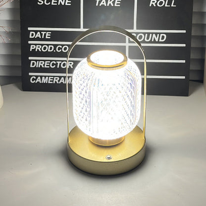 Modern Minimalist Portable Cylindrical Iron Acrylic LED Table Lamp for Bedroom