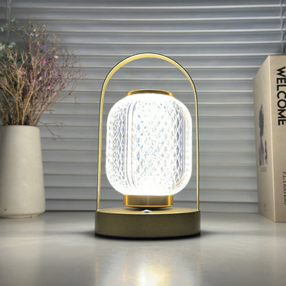 Modern Minimalist Portable Cylindrical Iron Acrylic LED Table Lamp for Bedroom