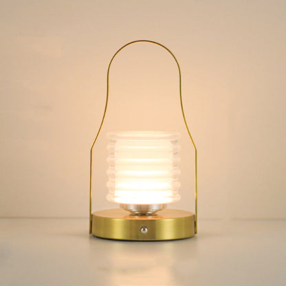 Contemporary Creative Cylinder Round Ball Mountain Base Iron Acrylic LED Table Lamp for Bedroom