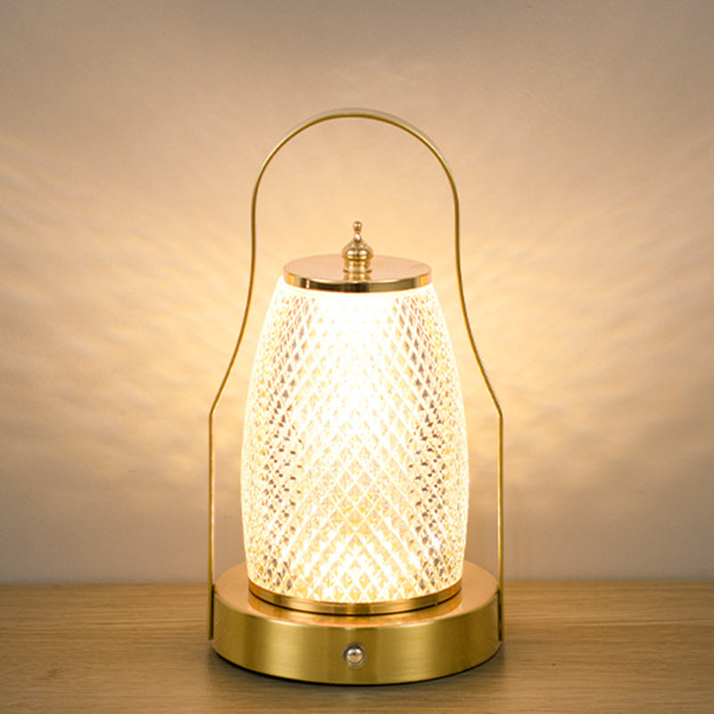 Contemporary Creative Cylinder Round Ball Mountain Base Iron Acrylic LED Table Lamp for Bedroom