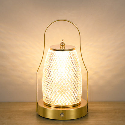 Contemporary Creative Cylinder Round Ball Mountain Base Iron Acrylic LED Table Lamp for Bedroom