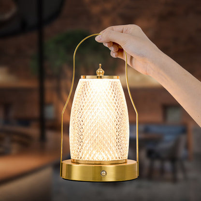 Contemporary Creative Cylinder Round Ball Mountain Base Iron Acrylic LED Table Lamp for Bedroom