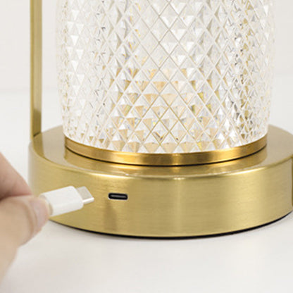 Contemporary Creative Cylinder Round Ball Mountain Base Iron Acrylic LED Table Lamp for Bedroom