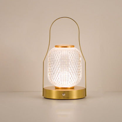 Contemporary Creative Cylinder Round Ball Mountain Base Iron Acrylic LED Table Lamp for Bedroom