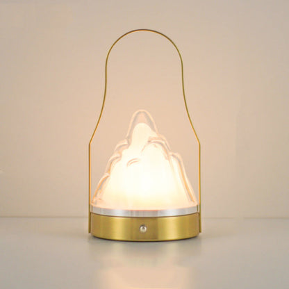 Contemporary Creative Cylinder Round Ball Mountain Base Iron Acrylic LED Table Lamp for Bedroom