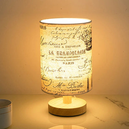 Contemporary Nordic Solid Wood Fabric LED Table Lamp for Bedroom