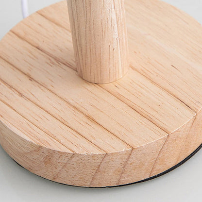 Contemporary Nordic Solid Wood Fabric LED Table Lamp for Bedroom