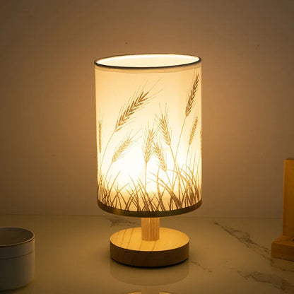 Contemporary Nordic Solid Wood Fabric LED Table Lamp for Bedroom