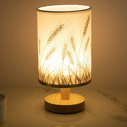 Contemporary Nordic Solid Wood Fabric LED Table Lamp for Bedroom